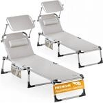Casaria&reg; 2er Set Sonnenliege Klappbar Aluminium Wetterfest Gartenliege mit