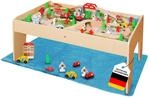 Coemo Spieltisch Natur inkl. Set 90-TLG. Holzeisenbahn, Motorikspielzeug - mit