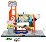 Matchbox Spielzeugauto Trackset, Spielset Rotierende Waschstra&szlig;e mit Corvette und