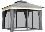 Outsunny Pavillon mit Doppeldach, 3x3 m Wasserabweisend Stabil Winterfest