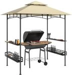 Outsunny Grillpavillon 240 x 150 x 257 cm Wasserdicht UV-Schutz Beige
