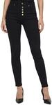 Tazzio Damen Jeans Skinny Fit, High Waist, Stretch, goldene Knopfleiste F136