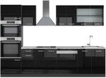 Vicco K&uuml;chenzeile R-Line, Schwarz Hochglanz, 300 cm | 8 Module &middot;...