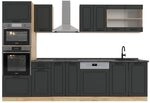 Vicco K&uuml;chenzeile R-Line, Anthrazit Landhaus/Goldkraft Eiche, 300 cm mit