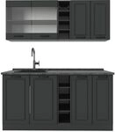 Vicco Singlek&uuml;che R-Line, Anthrazit Landhaus/Anthrazit, 160 cm | 6 Module &middot;