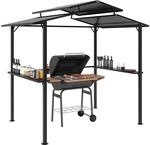 Outsunny Grillpavillon 250 x 160 x 250 cm wasserdicht Gartenpavillon mit