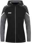 JAKO Damen Kapuzenjacke Performance, Schwarz/Anthra Light, 40