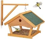 Relaxdays Vogelfutterhaus Holz, zum Aufh&auml;ngen, HBT: 35x42,5x40,5 cm, Garten,