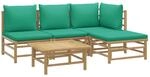 vidaXL Garten Lounge Set 5-TLG., Gartenm&ouml;bel Set mit Gr&uuml;nen Kissen,...