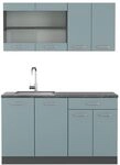 Vicco Singlek&uuml;che R-Line, Blau-Grau, 140 cm ohne Arbeitsplatte, zur flexiblen