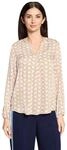 Cartoon Damen Casual-Bluse mit Muster 40, Blue/Apricot