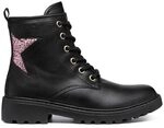 GEOX JUNIOR J CASEY GIRL BIKER/AMPHIBIANS BOOTS BLACK/LT ROSE 34_EU