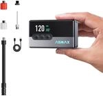ASMAX Elektrische Mini Fahrradpumpe T30, 120 PSI Tragbarer Luftpumpe mit LCD-Display,