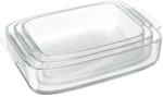Relaxdays Auflaufform Set, Glas, 3 Gr&ouml;&szlig;en, eckig, Ofenform f&uuml;r Lasagne, Gratin,