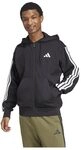 adidas Essentials Fleece-Hoodie f&uuml;r Herren, 3-Streifen, Schwarz/Wei&szlig;, Gr&ouml;&szlig;e...