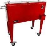 AXI Retro Getr&auml;nkek&uuml;hler Rot | K&uuml;hlwagen/K&uuml;hler mit Rollen - 76 Liter | Fahrbare