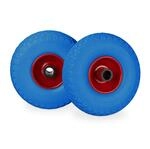 Relaxdays Sackkarrenrad Set, pannensicher, 3.00-4 Vollgummireifen, blau-rot 