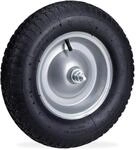 Relaxdays Schubkarrenrad 4.80 4.00-8, luftbereiftes Ersatzrad inkl. Achse,