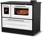 Kaminofen mit Backfach und Herdplatte 4012 Wei&szlig; Holzofen 8 kW Holz Ofen