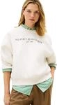 Tommy Hilfiger Damen Sweatshirt Corp Logo Relaxed Fit, Wei&szlig; (Ecru Heather), M
