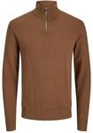 JACK & JONES Male Strickjacke mit Viertelrei&szlig;verschluss Einfarbig Strickjacke mit