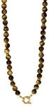 Purelei Tiger&rsquo;s Eye Charm Kette &ndash; Edelstahl vergoldet &ndash; Tigerauge Edelstein &ndash;