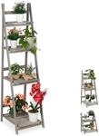 Relaxdays Blumentreppe, 4-stufig, Blumenleiter Holz, klappbar, Leiterregal f&uuml;r
