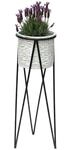 DanDiBo Blumenhocker mit Topf Metall Schwarz Wei&szlig; L 75 cm Blumenst&auml;nder 96043