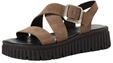 Tamaris Damen Sandalette mit Keilabsatz, beige, 36 EU