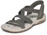 Skechers Damen Reggae Slim Stretch Flex Sandal, Olive, 38 EU