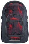 coocazoo Mate Schulrucksack &bdquo;Broken Black&rdquo;, schwarz-rot, ergonomischer &
