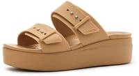 Crocs Damen Brooklyn Buckle Low Wedge Sandal, Umbra, 40 EU, Umber, 39/40 EU