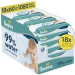 Pampers 99% Water Baby-Feuchtt&uuml;cher, 18 Packungen mit 60 Feuchtt&uuml;chern = 1080