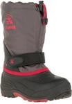 Kamik Waterbug 5 wasserdichte verstellbare Winter-Schneestiefel, Charcoal/Rot, 32 EU