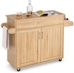 COSTWAY K&uuml;chenwagen mit Rollen, Servierwagen aus Holz, Rollwagen mit Schublade,