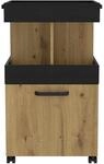 FORTE HOME BAR Barschrank mit Rollen und 1 T&uuml;r, Holzwerkstoff, Artisan Eiche /