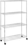 vidaXL Lagerregal mit 4 B&ouml;den und Rollen 90x35x142 cm Chrome 200 kg