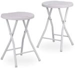 Relaxdays Klapphocker BASTIAN rund, 2 Stk. Faltbar, Kunststoff, Rattanoptik,
