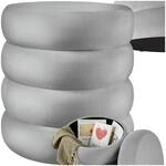 tectake&reg; Hocker mit Stauraum, Scandi Sitzhocker Samt Stoff, Pouf, Polsterhocker rund