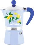 Bialetti Moka Rainbow Dolce Far Niente 3-Tassen-Kaffeemaschine Blau mit