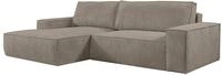 Vente-unique - Ecksofa links, ausklappbar, aus Cordsamt, Taupe Amelia
