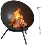 Outsunny Feuerschale 60 x 53 x 66cm Verstellbare Feuerstelle Schwarz