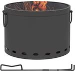 Outsunny Feuerstelle, &Oslash;38 cm rauchfrei feuerschale mit Griff, Sch&uuml;rhaken