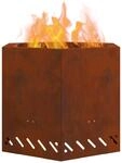 vidaXL Rauchfreier Feuerkorb Braun 58 x 58 x 51 cm Wetterfeststahl, Garten und