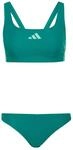 adidas Damen 3 Stripes V-Back Bikini Swimwear, Equipment Green/Clear Mint, 42