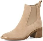 Tamaris Damen Chelsea mit Blockabsatz Leder, beige, 37 EU