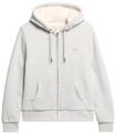 Superdry Damen Essential Kapuzenjacke mit Teddyfellfutter Gletschergrau Meliert 38