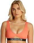 Calvin Klein Damen Bikini Oberteil Bralette mit Cut-Out, Orange (Dazzling Coral), XS