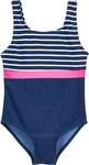 Playshoes M&auml;dchen Schwimmanzug Badeanzug, Marine Ringel, 122/128 cm