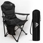 LINUMA&reg; Luxus Faltstuhl PRO SCHWARZ Campingstuhl Anglerstuhl mit Getr&auml;nkehalter &